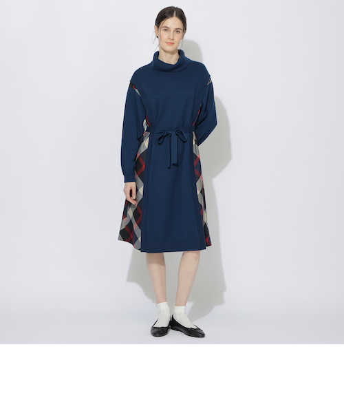 サイドチェック切替ニットワンピース｜シービー・クレストブリッジの