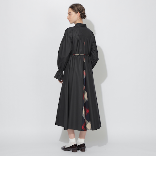 バックチェック切替シャツワンピース