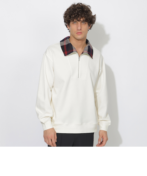 クレストブリッジチェックハーフジッププルオーバー