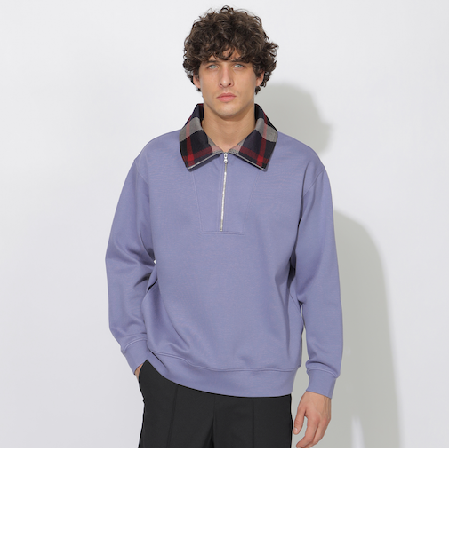 クレストブリッジチェックハーフジッププルオーバー