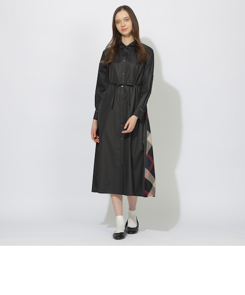 サイド切替パイピングシャツワンピース