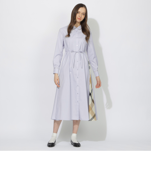 サイド切替パイピングシャツワンピース