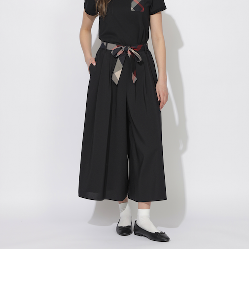 【Quiet checkシリーズ】ウエストチェックリボンワイドパンツ