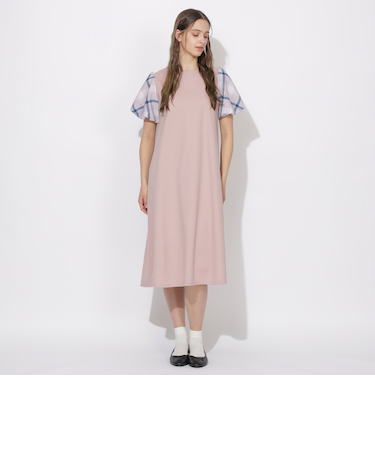 【Meシリーズ】パフスリーブチェックワンピース