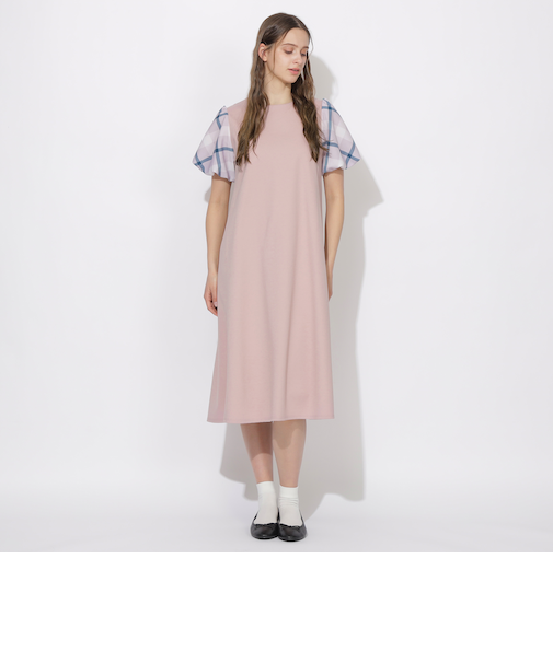 【Meシリーズ】パフスリーブチェックワンピース