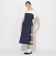 ハーフスリーブコンビワンピース