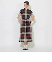 クレストブリッジチェックフレンチスリーブワンピース
