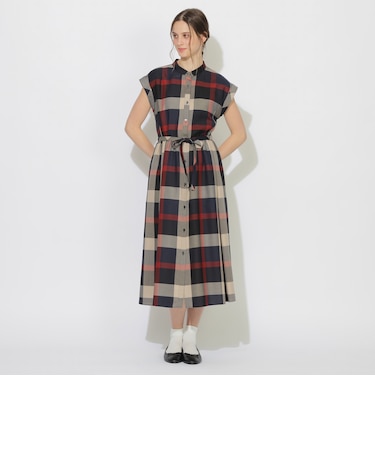 クレストブリッジチェックフレンチスリーブワンピース