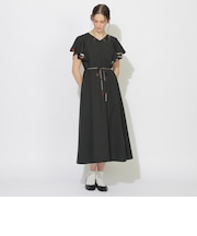 バックチェック切替ラッフルワンピース