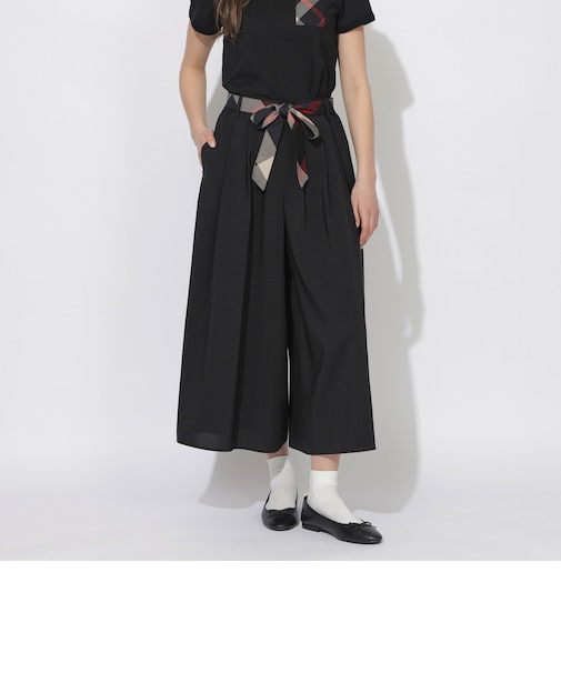 【Quiet checkシリーズ】ウエストチェックリボンワイドパンツ