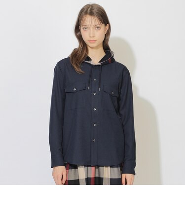 クレストブリッジチェックフーディーシャツ