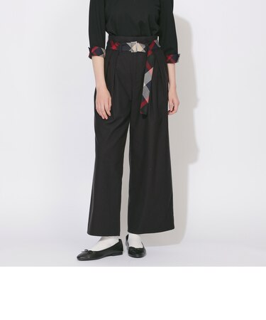 ウエストチェックベルテッドワイドパンツ