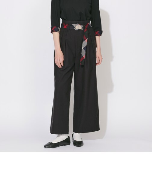 ウエストチェックベルテッドワイドパンツ