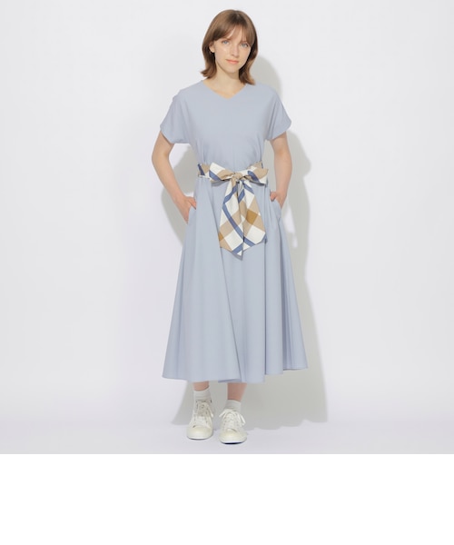 ウエストリボンフレンチスリーブワンピース｜シービー・クレスト