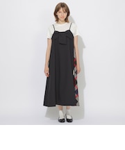 サイドチェック切替リボンキャミワンピース