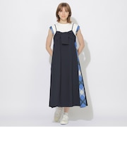 サイドチェック切替リボンキャミワンピース