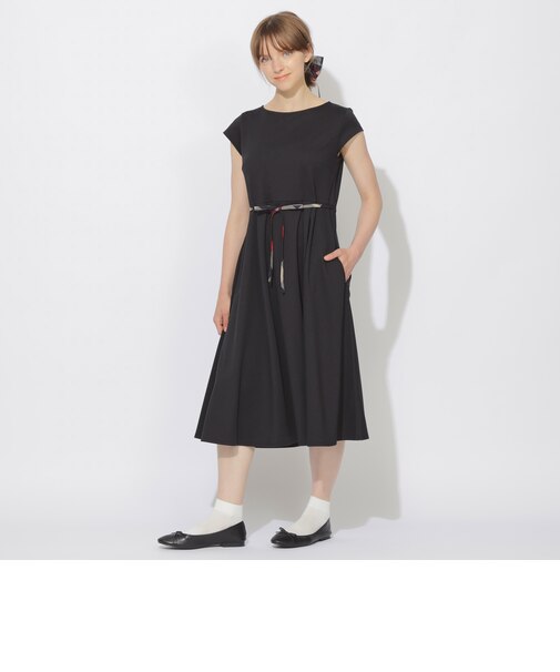 バックチェック切替ハーフスリーブワンピース