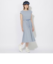 バックチェック切替ハーフスリーブワンピース