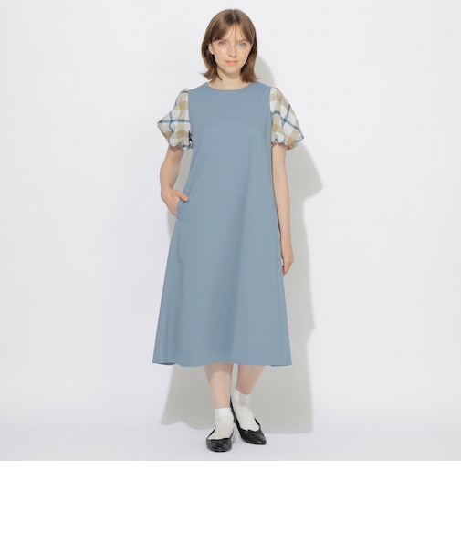 【Meシリーズ】パフスリーブチェックワンピース