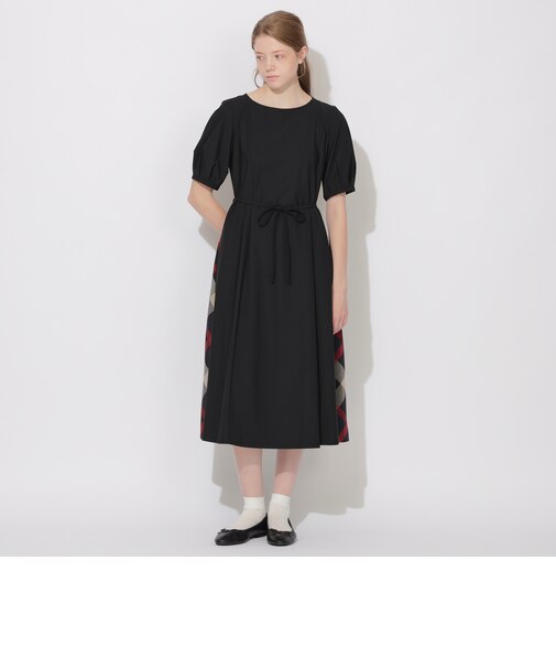サイドチェック切替ハーフスリーブワンピース