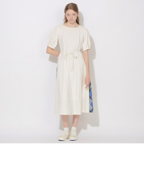 サイドチェック切替ハーフスリーブワンピース