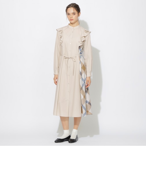 ラッフルシャツワンピース