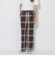 【ユニセックス】ベルト付きクレストブリッジチェックタックワイドチノパンツ