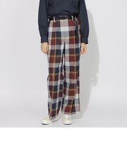 【ユニセックス】ベルト付きクレストブリッジチェックタックワイドチノパンツ