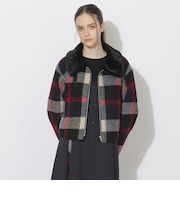 クレストブリッジチェックファーカラーショートブルゾン