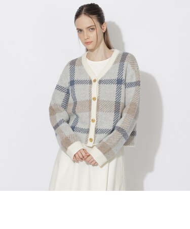 クレストブリッジチェックシャギーカーディガン