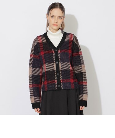 クレストブリッジチェックシャギーカーディガン