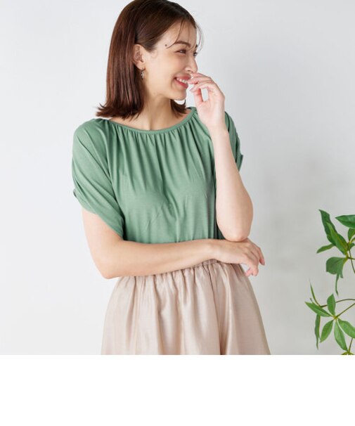 フロントギャザーカットソー ≪手洗い可能≫