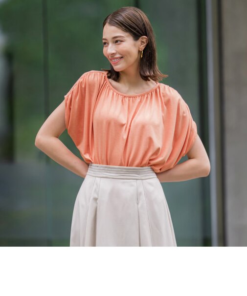 フロントギャザーカットソー ≪手洗い可能≫