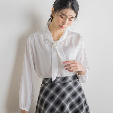 フロントリボンジョーゼットブラウス ≪手洗い可能≫