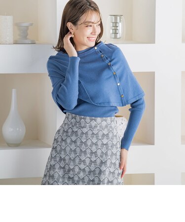 ケープ付き2WAYリブハイネックプルオーバー ≪手洗い可能≫
