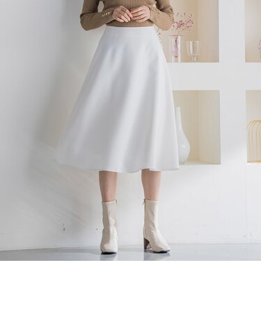 【低身長向けプチサイズ展開あり】パールボタン付きフレアスカート ≪手洗い可能≫