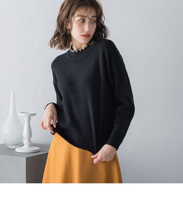 パール付きメランジハイネックプルオーバー ≪手洗い可能≫
