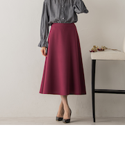 【S/M/L展開】 美シルエットロングフレアスカート ≪洗濯機で洗える≫