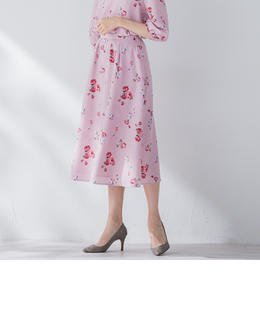 【選べる2丈】ROSEプリントフレアスカート ≪手洗い可能 / セットアップ対応≫