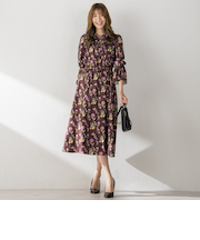 【選べる2丈シリーズ】Dahliaプリントワンピース ≪手洗い可能≫