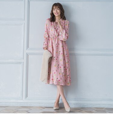 【選べる2丈シリーズ】Dahliaプリントワンピース ≪手洗い可能≫