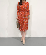 【選べる2丈シリーズ】Dahliaプリントワンピース ≪手洗い可能≫