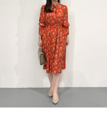 【選べる2丈シリーズ】Dahliaプリントワンピース ≪手洗い可能≫