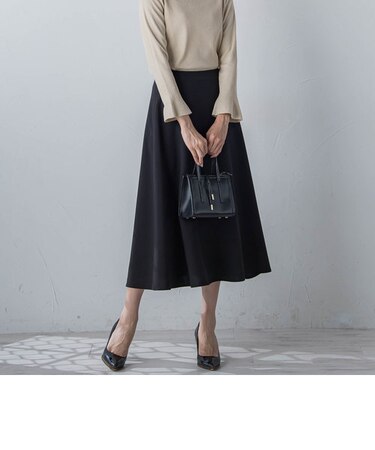 撥水加工 美シルエットロングフレアスカート≪洗濯機で洗える≫