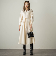 カルゼキーネックワンピース≪手洗い可能≫