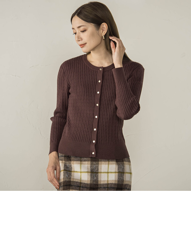 しっとりシアバター加工ミニケーブルカーディガン≪手洗い可能≫