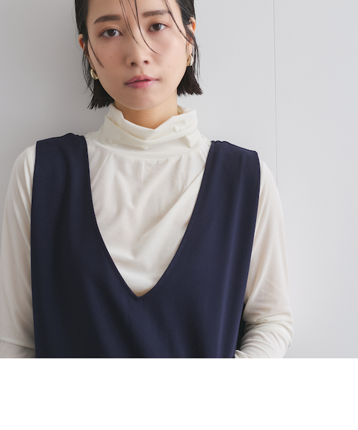 ニュアンスベロアハイネックカットソー≪手洗い可能≫