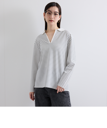 キーネックポンチトップス≪洗濯機で洗える≫