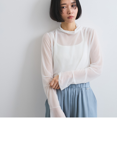 シアーハイネックカットトップス≪手洗い可能≫