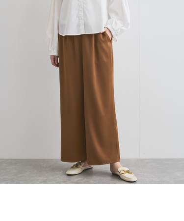 サテンイージーワイドパンツ≪洗濯機で洗える≫